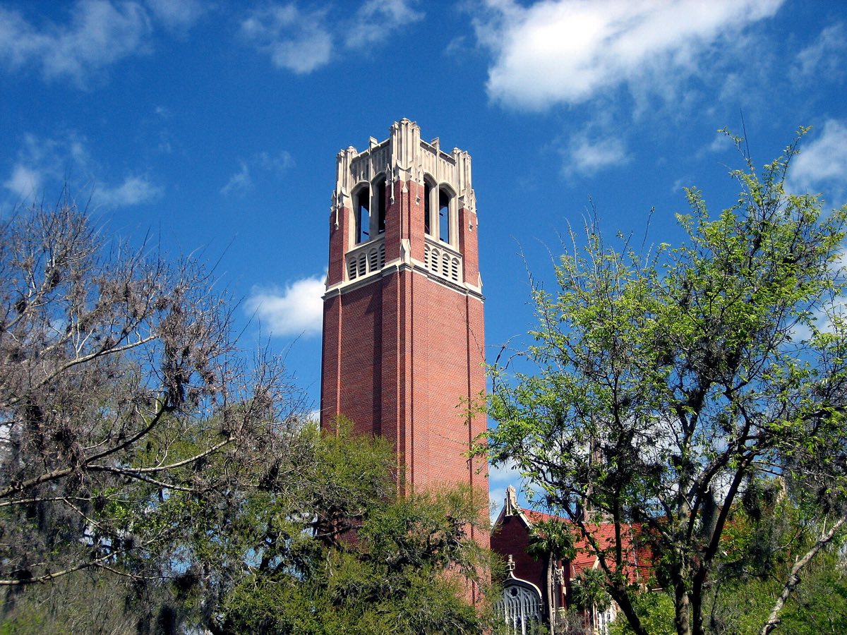 Century Tower rising over the University of Florida campus